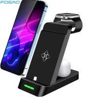 ZZOOI Charging Station for iPhone 14 13 12 11 Pro Max XS XR 8 7 3 in 1 Wireless Charger Dock Stand For Apple Watch 8 7 6 SE 5 Airpods