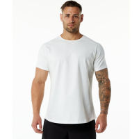 Lulu plus size sports fitness short-sleeved T-shirt mens cotton round neck solid color top TX07