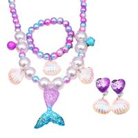 Kids Mermaid Jewelry Set Baby Girl Cute Necklace Bracelet with Bells Children Accessories Gift for Girls