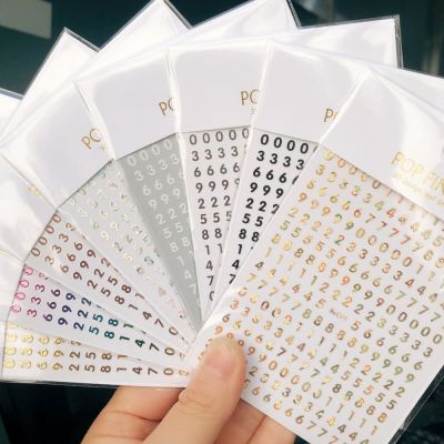 【LZ】 1 Sheet Numbers Nail Decals for Birthdays 3D Self-Adhesive Laser Gold/Silver/Colorful Slider Tattoos Nail Art Stickesr