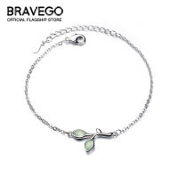 Bravego แฟชั่นสำหรับผู้หญิงกำไลข้อมือโอปอลหญิงสีเขียวใบจี้กำไลข้อมือเครื่องประดับ