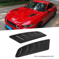 Pair Car Air Intake Scoop Bonnet Hood Vent Front Hood Vent Fit For Ford Mustang 2015-2017 Panel Trim ABS Black