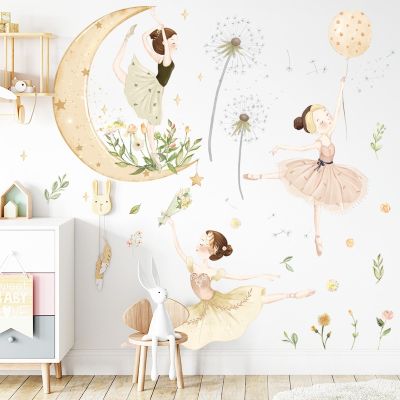 Eco-friends Dancing girl Wall Sticker for Bedroom Girls Baby rooms Decor Removable PVC Stickers Home Decorative Wall Decals DIY