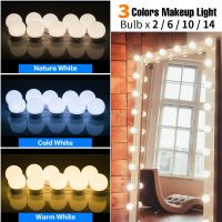 【hot】▣♕  3 Colors Led Makeup Mirror Vanity Lighting 2 6 10 14 Bulb Stepless Dimmable Wall Lamp Dressing Table