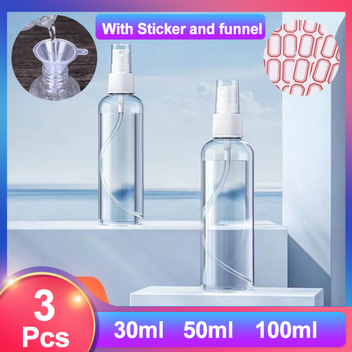 3Pcs Transparent Spray Mist Bottle 30ml/50ml/100ml Refillable Travel ...