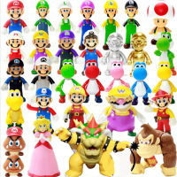 เกม Super Mario Bros ตุ๊กตาการ์ตูนอะนิเมะตัวเลข Luigi Yoshi Mario Creative สะสมของเล่นสำหรับเด็กวันเกิด Gift