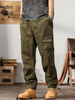 HOT11★ฤดูร้อนน้ำหนักเบา Cargo กางเกงหลายกระเป๋า Baggy Joggers ผ้าฝ้ายกองทัพทหารตรงยาวกางเกงทำงาน