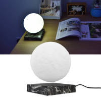 โคมไฟดวงจันทร์ลอย 3D การพิมพ์ Magnetic Levitating Moon Light 3 โหมดสีไฟกลางคืนสำหรับตกแต่งโฮมออฟฟิศ US 100-240V