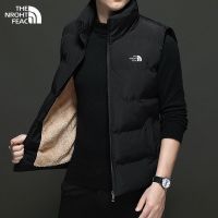 TheNorthFace เสื้อชูชีพแบบรูดซิปลงผู้ชายเสื้อหนาวอบอุ่นวัยกลางคนและผู้สูงอายุผ้าขนลูกแกะกำมะหยี่หนาเสื้อกั๊กแจ็คเก็ตผู้ชาย