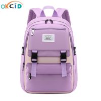 ☇ OKKID school bags for teenage girls purple pink light blue backpack waterproof large school backpack student book bag satchel