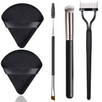 5pcs Makeup Brushes Set Triangle Powder Puffs Concealer Brush Double-Ended Angled Eye Brow Brush Eyelash Separator Eyelash Comb Makeup Brushes Sets