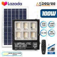 LUMALITE ไฟโซล่าเซลล์ ไฟสปอร์ตไลท์ 100W สี ขาว (White) / วอร์มไวท์ (Warm White) วัตต์เต็ม Solar Cell LED Solarlight Spotlight Floodlight ไฟโซล่า ไฟแสงอาทิตย์ รุ่นใหม่ 6 ช่อง กันน้ำ IP67 ไฟสว่างทั้งคืน พร้อมรีโมท **ประกัน 1 ปี**