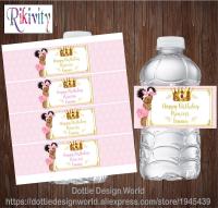 20 Custom Dark Royal Girl Princess Birthday Water Bottle Wine Champagn Labels Candy Bar Wrapper Sticker Baby Shower Decoration