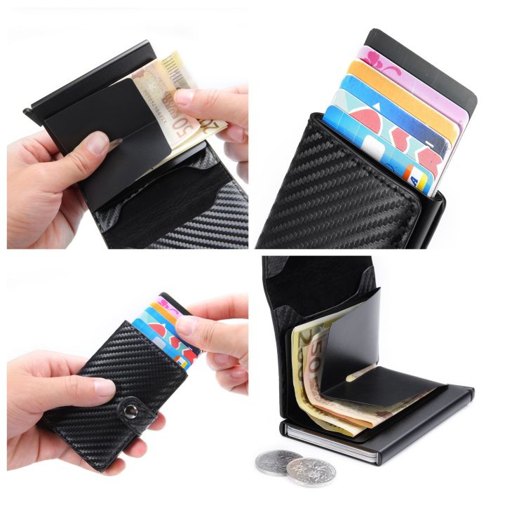 layor-wallet-rfid-smart-vintage-pu-leather-mini-metal-wallet-for-men-automatic-business-credit-card-holder-id-badge-holder-card-case