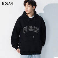 MOLAN สำหรับทั้งหญิงและชายพิมพ์ลายโมโนแกรมระดับพรีเมียมเสื้อฮู้ดกีฬาเสื้อกันหนาวขนแกะหลวม