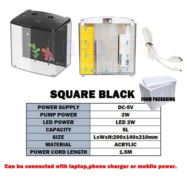 ตู้ปลาเล็ก5ลิตรพร้อมที่กรองน้ำปั๊มลม-led-นิเวศวิทยาแบบพกพา-usb-นาโนโต๊ะพิพิธภัณฑ์สัตว์น้ำปลากัดปลาปลาทอง-ats220-black-sand-ปะการังสีชมพู