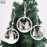 FAL Christmas Tree Pendant Wooden Santa / Elk &amp; Tree Silhouette Hanging Ornament Winter Scene Home Decor Gift For Friends
