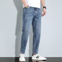 ✣ Woodpecker jeans mens summer 2023 new loose straight long pants trendy brand casual nine-point pants mens thin burst