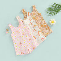 【Forever CY Baby】Infant Girl Sleeveless Romper With Flower Rainbow Pattern, Casual Style Loose Version Summer Clothing