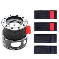 【CW】 4pcs/set Fishing Spool Belt/pack Black Red Elastic Reel With Protector Pulley Accessories