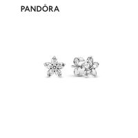 Pandoraˉ Stud Earrings Pandoraˉ 925 Silver Shining Snowflake Stud Earrings 299239C01 ต่างหูแพนดอร่าสตั๊ดต่างหูแพนดอร่า 925 เงินส่องแสงเกล็ดหิมะสตั๊ด