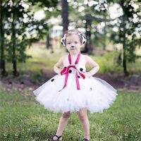 【Ladies shop】 CuteWhite Dog TutuKids Dollblack Dots And Hairbow Children Party CostumeDresses