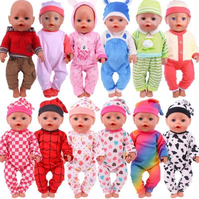 Doll Clothes Hat Jumpers For 18inch American of girl`s amp;43cm Born Baby Doll Cothes Reborn Doll Accessories Baby Doll Rompers