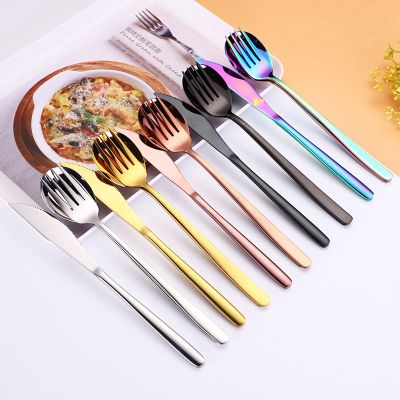 3pcs set 304 stainless steel cutlery fork and spoon Creative gold-plated Korean Western cutler