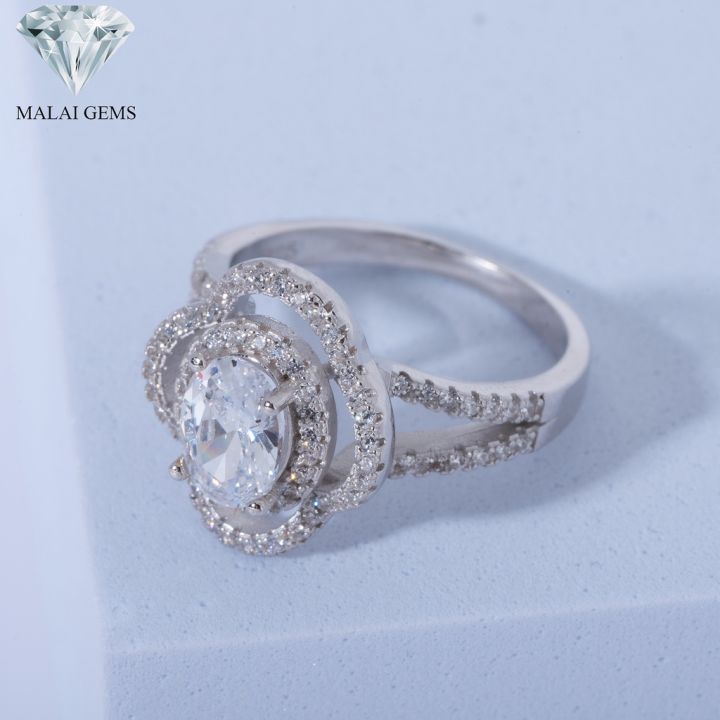 malai-gems-แหวนเพชร-เงินแท้-silver-925-เพชรสวิส-cz-เคลือบทองคำขาว-รุ่น-071-2s1027r-แถมกล่อง-ต่างหูcz-แหวนเงินแท้-ต่า