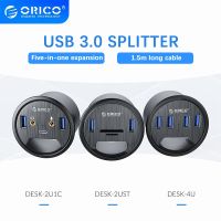 ORICO Desk Grommet USB 3.0 Hub Sound Card Type C Splitter SD TF Dock Station Headphone Mic Audio Interface for Desktop PC DESK Cables