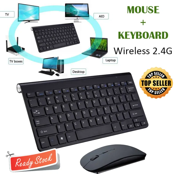 Wireless Keyboard + Mouse Combo 2.4G Satu Set Lengkap Papan Ketik Key