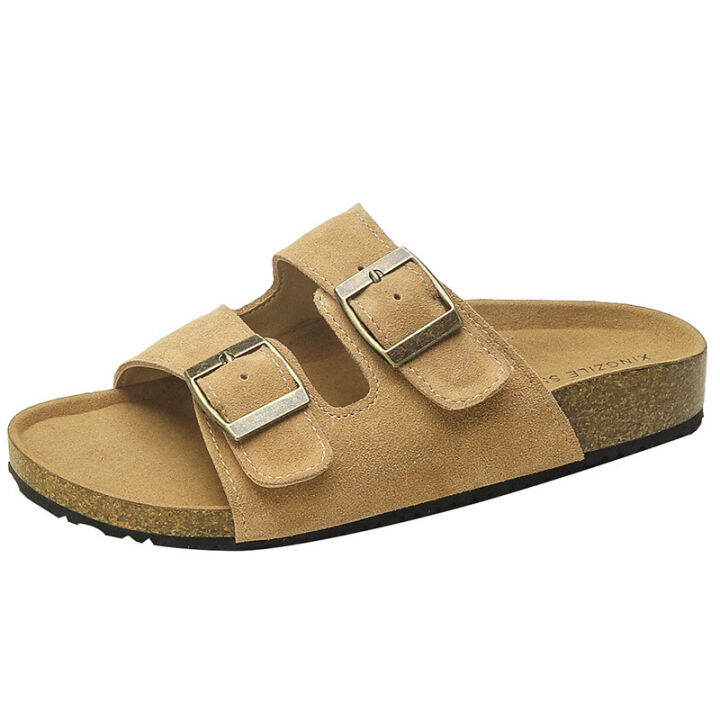 รองเท้าแตะ-birkenstocks-รองเท้าแตะใส่ด้านนอกสำหรับฤดูร้อน2023รองเท้าชายหาดพื้นหนากันลื่นรองเท้าแตะโบเคนหนังเนื้ออ่อน