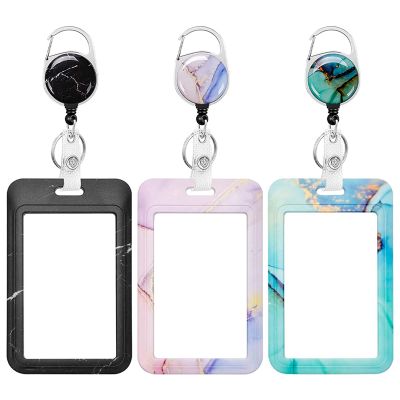 3PCS Badge Holder with Retractable Reel Heavy Duty ID Name Tag Worker Badge Carabiner Clip Card Protector Cover Case Plastic