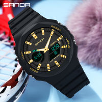 SANDA Outdoor Sports Series Men Watch HD Digital Display Electronic Watch Multifunctional Chronograph Watches 50M Waterproof