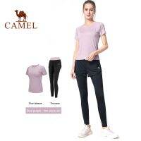 Camel Sports Women S 2 Pcs ชุดโยคะวิ่งเสื้อยืดและกางเกง