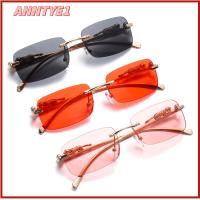 ANNTYE1 แฟชั่น UV400 แว่นตา ชัดเจน ตกแต่งเสือชีต้า เฉดสี แว่นกันแดดทรงสี่เหลี่ยมผืนผ้าไม่มีขอบ แว่นกันแดด Ocean Lens