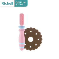 Richell ริเชล (ริชเชล/รีเชล) Massaging Toothbrush6 months แปรงสีฟันวัย 6 เดือน ขนแปรงซิลิโคน หมุนได้ 360 องศา มีที่กั้นกระแทก