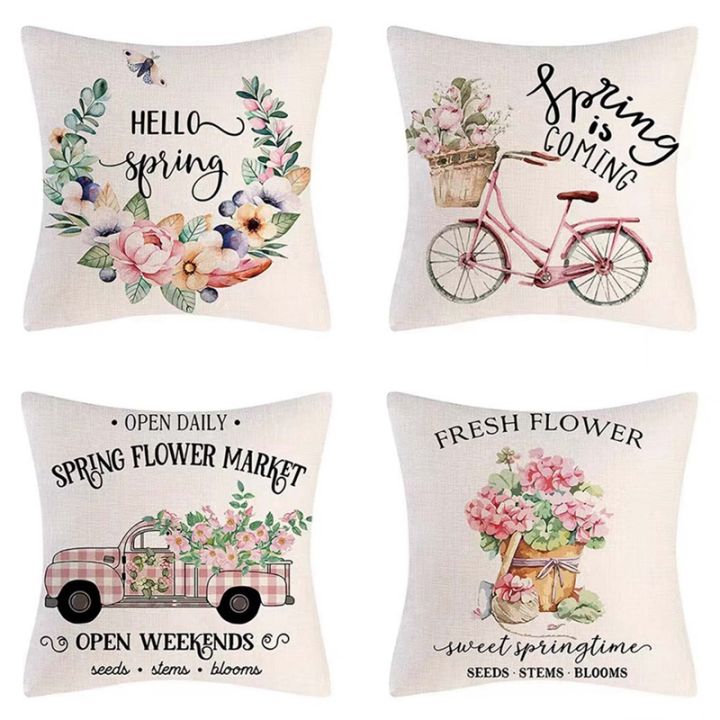 Spring Pillow Covers 18X18 Set of 4 Spring Decorations Flowers ...