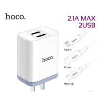 สายชาร์จพร้อมปลั๊ก Hoco C50  Luster sharp dual port charger set 2.1A MAX สำหรับ iPhone / Micro usb / TYPE-C