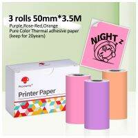 3 Rolls 50mmx6.5m Rose Red/Purple/Orange Self-adhesive Thermal Paper Photo Sticker for Phomemo M02/M02S/M02Pro Protable Printer