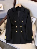 Uniqlo 2023 New Fashion version Large size spring and autumn new high-end temperament black suit jacket fat sister casual design niche suit for women