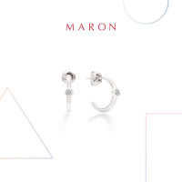 MARON✨ [ของแท้] ต่างหูเสริมดวง ต่างหูพลอยแท้ เงินแท้ แถมฟรี ผ้าเช็ดเครื่องประดับ มีใบรับประกัน พร้อมกล่อง พร้อมส่ง I My DAYS Hoop Earring with White Topaz