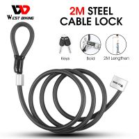 【YF】 WEST BIKING 2m Steel Bicycle Cable Lock MTB Road Bike Security Anti-theft Motorcycle Electric Scooter With 2 Keys