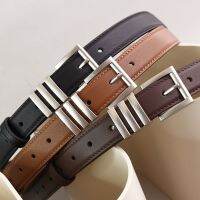 Womens New Top Layer Cowhide Leather Belt Looks Slimmer with Denim Vintage Silver Buckle Leather Handmade Belt Belts