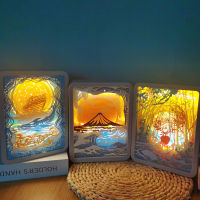 Eloovve 3D แปลกใหม่กระดาษแกะสลักโคมไฟตกแต่ง LED Papercut Night Light USB Power Atmosphere Decor สําหรับ Desktop Girl Gift Idea