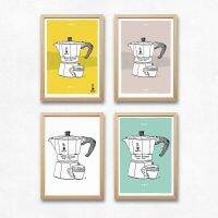 Turquoise เครื่องชงกาแฟโปสเตอร์และพิมพ์อิตาลี Bialetti Moka ภาพวาดผ้าใบ Modern Wall รูปภาพสำหรับห้องครัว Home Decor