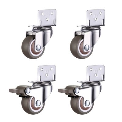 2/4 Pack Furniture Swivel Caster Wheels Crib Rubber Casters Wheels L-Bracket Caster No Noise Wheels For Crib Bookcase Cabinet