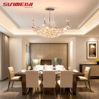 SUNMEIYI โคมไฟระย้าคริสตัลสไตล์ใหม่,โคมไฟเพดานไฟติดในอาคารเหมาะสำหรับห้องนั่งเล่น