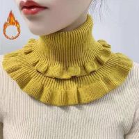 Mode Shop Knitted Fake Collar Scarf Women Turtleneck Knitted False Fake Collar Detachable Scarf Warm Winter Windproof Ruffles Wrap Scarf