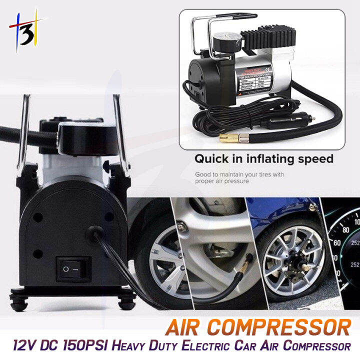 12v Dc 150psi Heavy Duty Metal Electric Car Air Compressor Pump